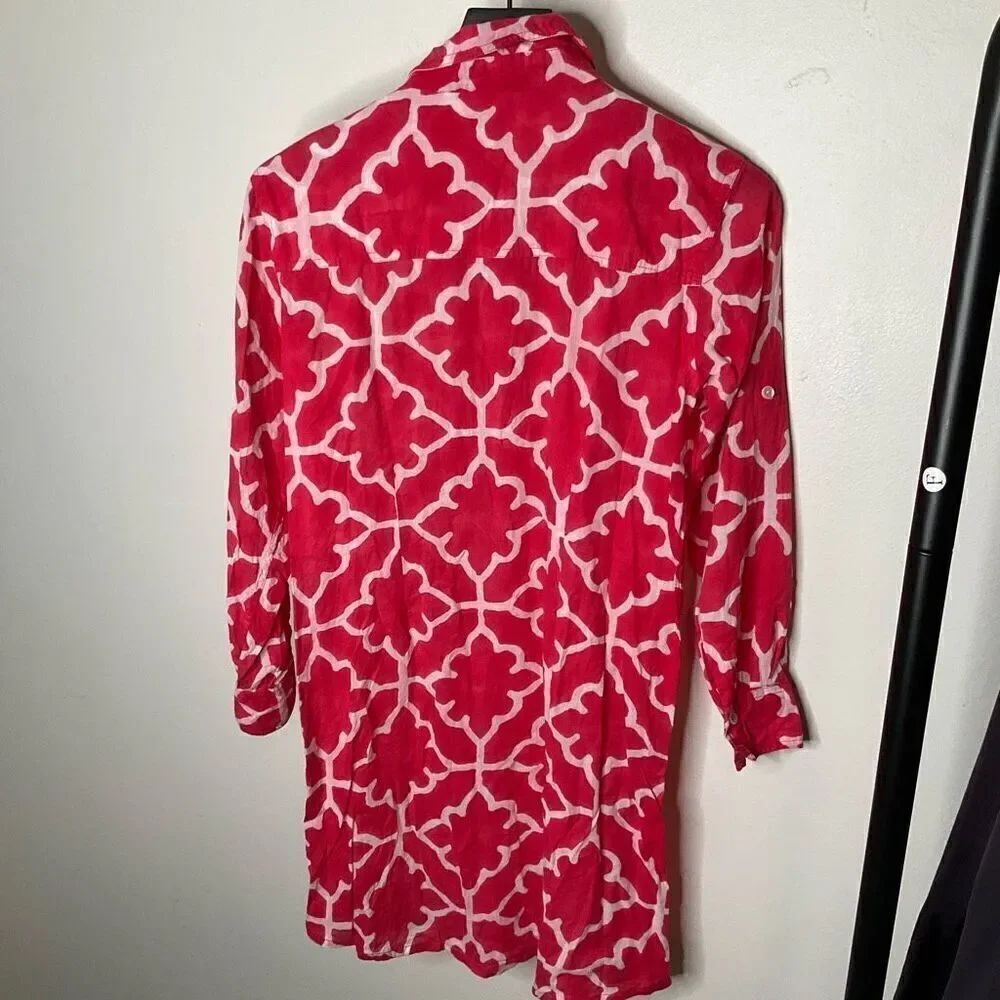 Roberta Roller Rabbit Button Down Cotton Tunic - Picture 2 of 7